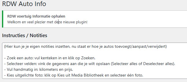 RDW Auto Informatie WordPress Plugin - Afbeelding 4